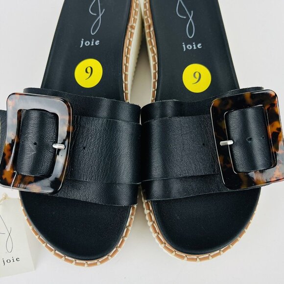 NWOB JOIE Women's Lyla Black Leather Adjustable Buckle Platform Sandals Size 9 - Picture 5 of 14